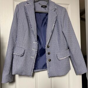 DKNY Women's Blue and Cream Tweed Blazer